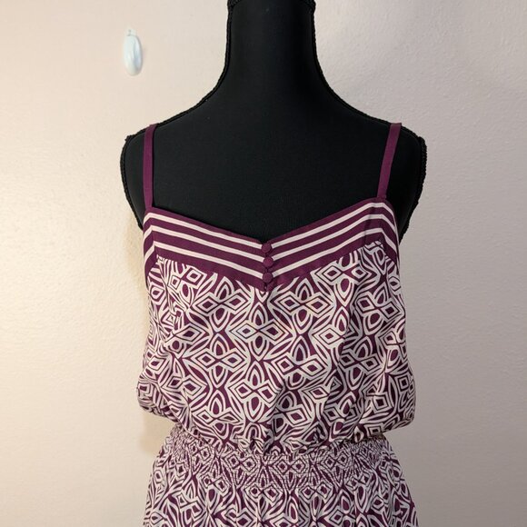 Vintage Style Boho Purple Geometric Print Long Maxi Dress Festival Summer Medium - Picture 4 of 12